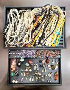 1 jpy ~1.3. super * large amount set sale accessory pearl necklace loose . gross weight approximately 1330g color stone pearl hema tight *(60) self introduction writing obligatory reading 