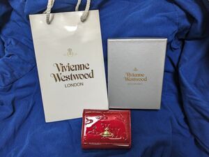 【新品未使用】　ヴィヴィアンウエストウッド 三つ折財布　赤　エナメル　がま口