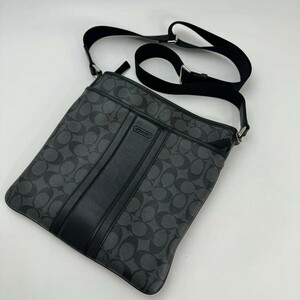 KA★1円～ 中古品 美品 COACH コーチ ショルダーバッグ F71131 シグネチャー ブラック グレー系