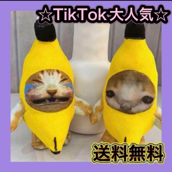 大人気 バナナキャット バナナ猫 bananacat キーホルダー 泣いてる猫