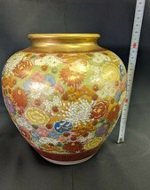 九谷焼 金彩 花詰 花瓶 花器 九谷 在銘 色絵 金彩 古美術品 飾り壺 錦手 骨董品 薩摩手_画像2