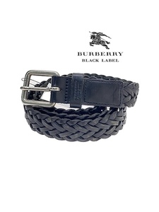 TK 美品 バーバリー BURBERRY BLACK LABEL メッシュレザーベルト 黒 ブラック