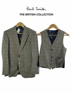 TK 新品タグ付 Paul Smith ポールスミス THE BRITISH COLLECTION テーラードジャケット ＋ ベスト ジレ シルクコットン