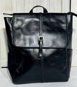 ⑦[ new goods ] natural leather 2WAY flap rucksack man and woman use bag pack black / black handbag bag handbag all leather, full leather 