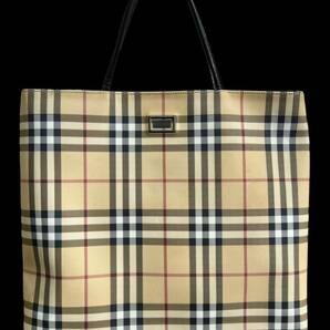 １円～【良品】BURBERRY バーバリー ノバチェック トートバッグ レザー ハンドル 本革 ベージュ系の画像1