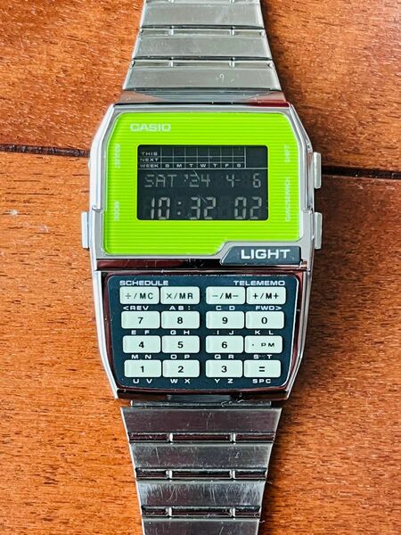 希少人気カラー　CASIO カシオ　データバンク　DBC-1500 ライムグリーン　電池交換済