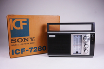 ■ks343■電源付かず/SONY FM/AM ポータブルラジオ ICF-7280　昭和レトロ 当時品　箱付き_画像1