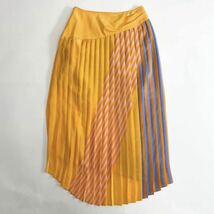 3c24 《未使用》 AKIRA NAKA アキラナカ PLEATS SKIRT プリーツスカート 1 オレンジ ストライプ 日本製 タグ付き_画像2