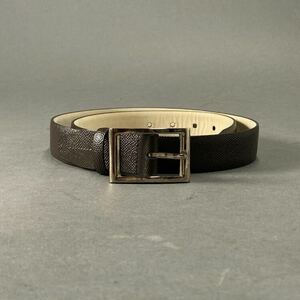 d2-2 《美品》 BVLGARI ブルガリ レザーベルト Leather Belt スクエアメタルバックル 44/110 ブラウン 紳士用 イタリア製 ビジネス 