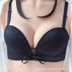 超盛り ブラ 70AB ストラップレス ノンワイヤー 盛れる ブラジャー 黒の画像3