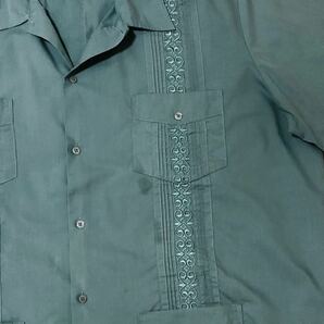 【送料無料】やや汚れありTropiCool半袖キューバシャツ 緑 メンズ3XLサイズ 半袖シャツ大きいビッグサイズハワイアンの画像3