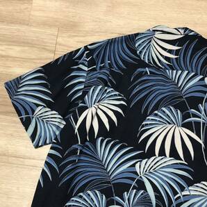 【送料無料】Paradise Collectionシルク100%アロハシャツ ネイビー総柄 メンズXXLサイズ ハワイアン半袖シャツ絹大きいビッグサイズの画像7