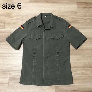【送料無料】ドイツ軍　やや厚手半袖フィールドシャツ　オリーブ　メンズ6サイズ　独軍ミリタリー半袖シャツ