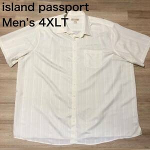 【送料無料】island passportレーヨン70%ポリエステル30%半袖シャツ　メンズ4XLTサイズ　クリーム色　ハワイアンアロハシャツビッグサイズ