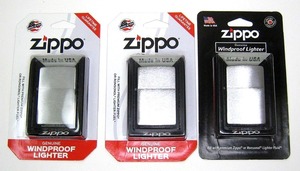 ZIPPO ジッポー BRUSH FINISH ブラッシュクローム ♯200 USA ブリスターパック 新品 未開封品 無地 スタンダードジッポ3点まとめて売り切り