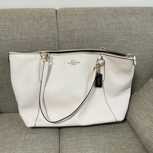 COACH コーチ トートバッグ　白　ホワイト　レザー　キャンバス かばん