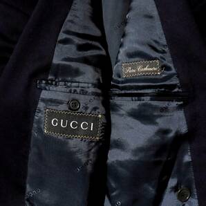 幻!!!Special Vintage◎未使用級「GUCCI/グッチ」贅沢なピュアカシミヤ100%◎ダブル 金釦 紺ブレザー ネイビー ジャケット 紺ブレ 50 XLの画像9