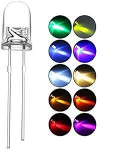 DiCUNO 発光ダイオード 5mm 10色 透明LEDセット 赤/青/白/橙/黄/緑/ピンク/紫/電球色/鶸色 各20個 透