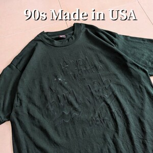 90s USA製 グラフィティ　Tシャツ シングルステッチ グリーン　XL FRUIT OF THE LOOM