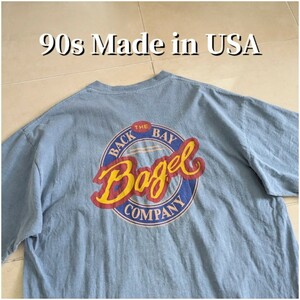 90s USA製 BACK THE BAY Bagel Company　Tシャツ シングルステッチ L