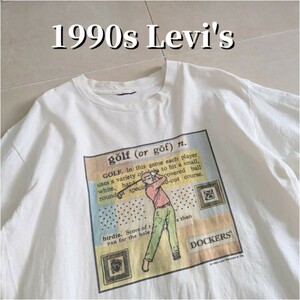 90s Levis　リーバイス　ゴルフプリント　Tシャツ シングルステッチ XL相当