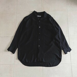 ATSURO TAYAMA レーヨン オープンカラーシャツ　ブラック