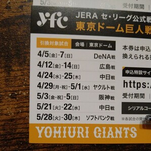 東京ドーム巨人戦 指定席D招待引換券の画像2