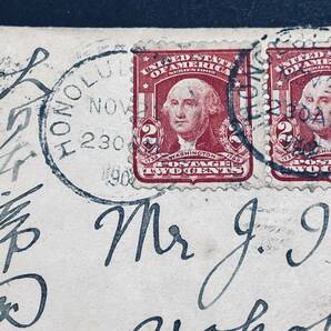 1907年 ハワイ移民発使用例 米国切手3枚貼 ホノルル消印 福島県宛 オアフ島発 中身入り エンタイアの画像3