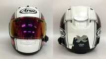 Arai RX-7X STATEMENT フルフェイスヘルメット FODSPORTS M1-S Pro インカム ミラーシルド Mサイズ ホワイト系 アライ バイク N18982H●_画像3