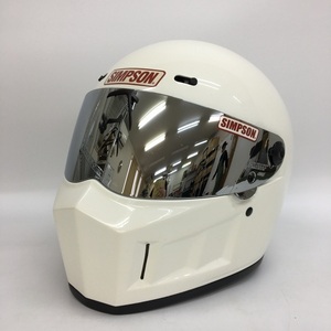 SIMPSON SUPER BANDIT 13 フルフェイスヘルメット シルバーミラーシールド装着 現状品 Lサイズ ホワイト シンプソン バイク用品 N18901H●