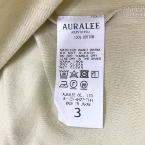AURALEE STAND-UP TEE プレーティング コットン 半袖カットソー Tシャツ メンズ サイズ3 グリーン系 オーラリー トップス A2656◆の画像6