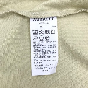 AURALEE STAND-UP TEE プレーティング コットン 半袖カットソー Tシャツ メンズ サイズ3 グリーン系 オーラリー トップス A2656◆の画像7