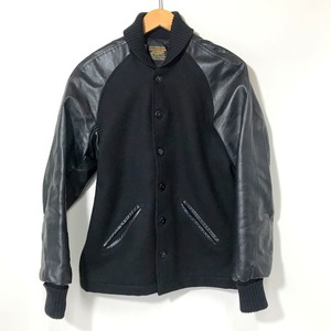 SKOOKUM WOOL LEATHER LONG STADIUM JACKET スタジャン アワードジャケット カジュアル メンズ 36 ブラック スクーカム アウター A3748◆