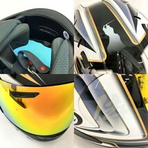Arai RX-7 RR5 AOYAMA GP フルフェイスヘルメット 外装美品 ミラーシールド装着 Mサイズ ホワイト系 アライ バイク用品 N19029H●_画像9