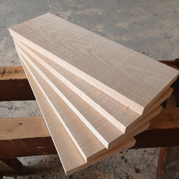 B-1615【41.5×13.7～15×2cm】国産ひのき　板　5枚セット　テーブル　棚板　看板　一枚板　無垢材　桧　檜　DIY