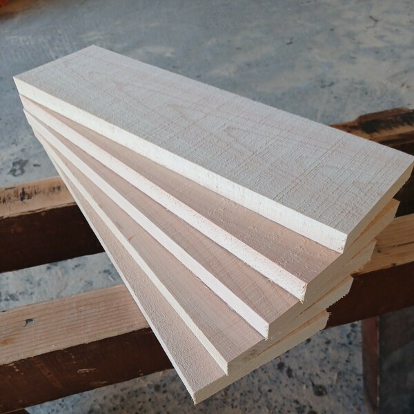 B-1620【43.8×12～13.2×2cm】国産ひのき　板　5枚セット　テーブル　棚板　看板　一枚板　無垢材　桧　檜　DIY
