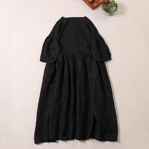  хлопок материалы. ..... рукав . симпатичный * новый товар * большой размер *gya The -. симпатичный длинный длина натуральный платье чёрный 