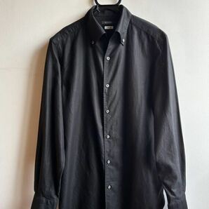 【美品】UNITED ARROWS シャツ メンズ 40 ブラック 黒 オープンカラー ボタンダウン 日本製 ユナイテッド アローズ SLIM FIT の画像2