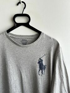 [ прекрасный товар ]POLO RALPH LAUREN cut and sewn футболка с длинным рукавом мужской S 170/92A серый × темно-синий большой po колено × Logo long T Polo Ralph Lauren 