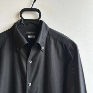 【美品】UNITED ARROWS シャツ メンズ 40 ブラック 黒 オープンカラー ボタンダウン 日本製 ユナイテッド アローズ SLIM FIT の画像1
