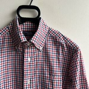 【美品】Maker's Shirt 鎌倉 シャツ メンズ 39-83 チェック 白×紺×赤 コットン リネン ボタンダウン 日本製 鎌倉シャツの画像1