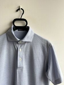 【美品】Maker's Shirt 鎌倉 ポロシャツ メンズ M ブルー 青 Active ホリゾンタルカラー 日本製 鎌倉シャツ 