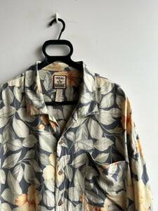 【美品】Tommy Bahama アロハシャツ オープンシャツ メンズ XXL ハイビスカス×リーフ柄 ネイビー 紺 シルク100% トミーバハマ