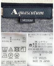 【極美品】Aquascutum カットソー 半袖 Tシャツ メンズ M ネイビー 紺 ハウスチェック 麻 アクアスキュータム 日本製_画像5