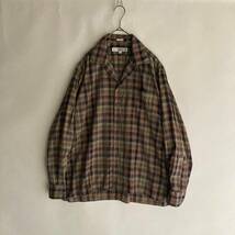 【美品】INDIVIDUALIZED SHIRTS ATHLETIC FIT USA製 チェックシャツ マドラスチェック オープンカラー ゆったり 人気 ブラウン系 size L sk_画像1