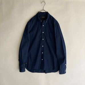 【極美品】 BEAMS PLUS 日本製 ビームスプラス ボタンダウンシャツ カラーブロード ソリッド 定番 ベーシック コットン ネイビー size M skの画像1