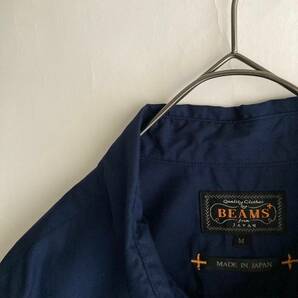 【極美品】 BEAMS PLUS 日本製 ビームスプラス ボタンダウンシャツ カラーブロード ソリッド 定番 ベーシック コットン ネイビー size M skの画像5