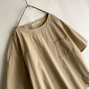 OLD JOE 日本製 オールドジョー BOAT NECK BASQUE SHIRTS 半袖シャツ プルオーバー ゆったり ボックスシルエット ベージュ size 14 1/2 skの画像5