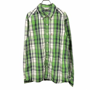 リーバイス レッドタブ Levi's RED TAB シャツ チェック ボタンダウン 長袖 胸ポケット 綿100% XL LL グリーン 緑×紺×白 メンズ