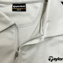 テーラーメイド TAYLOR MADE ポロシャツ ハーフジップ 長袖 ロングテール 刺繍 ポリ100% O XL LL グレーベージュ グレー系×黒×白 メンズ_画像4